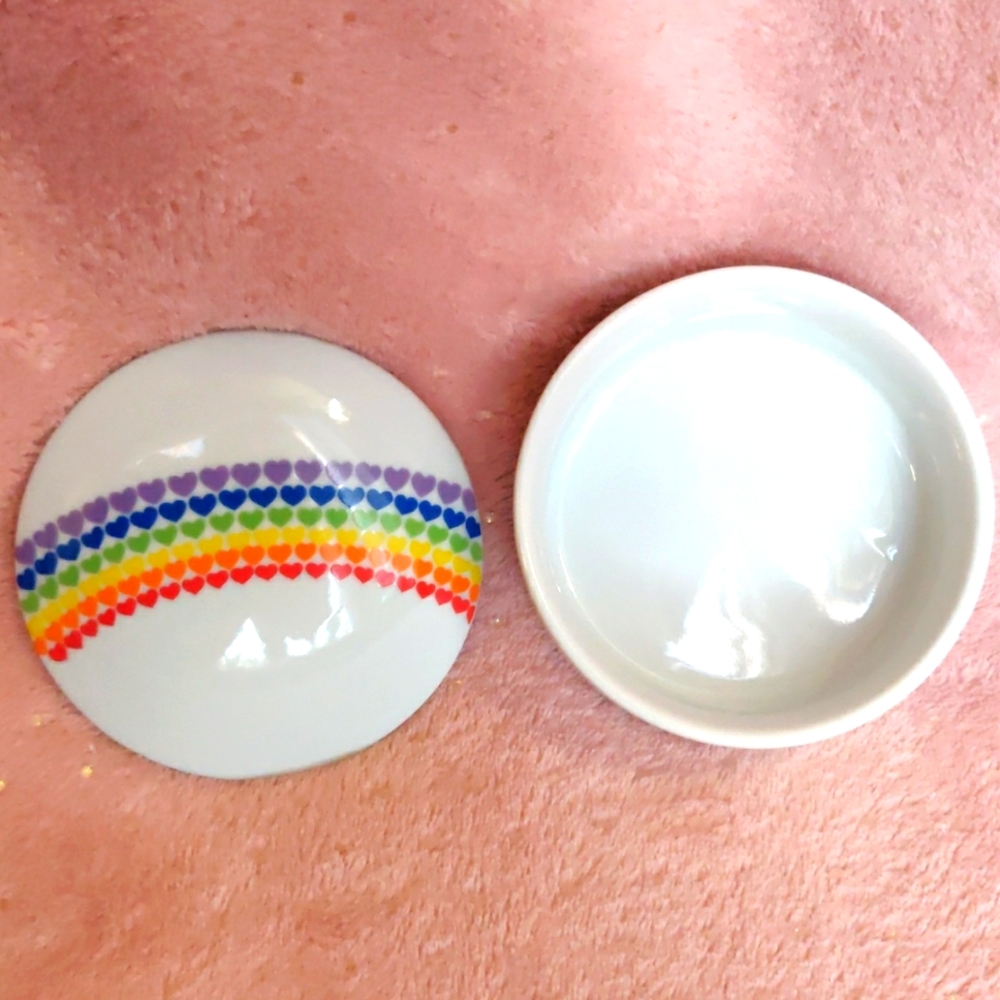 Ceramic rainbow jewelry dish